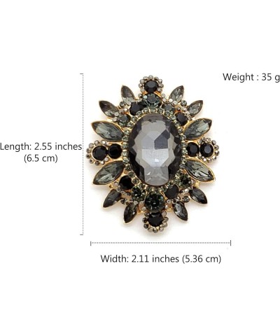 Women's Elegant Oval Crystal Rhinestone Sunflower Flower Brooch Pin Hematite + Gold Tone $9.00 Brooches & Pins