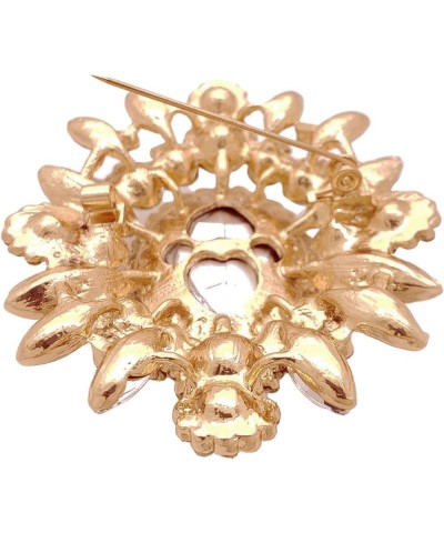 Women's Elegant Oval Crystal Rhinestone Sunflower Flower Brooch Pin Hematite + Gold Tone $9.00 Brooches & Pins