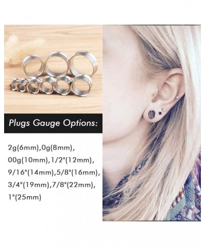 2g 0g 00g 1/2 9/16 5/8 3/4 7/8 1 inch Ear Tunnels Plugs with 2g Hoop Ear Weights Gauges for Men, Stainless Steel Ear Hangers ...