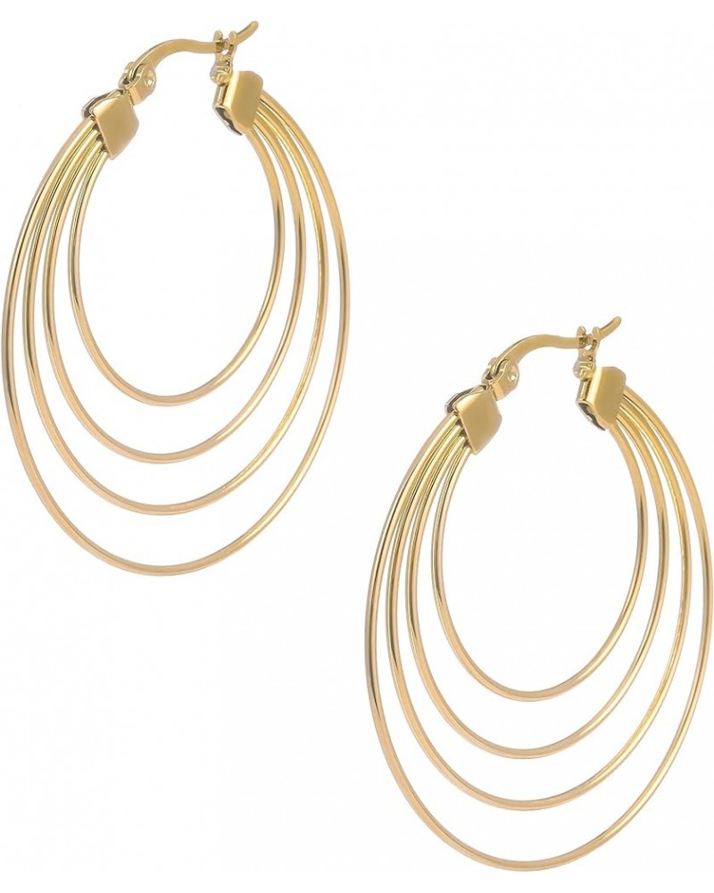 Stainless Steel Click-It Gold Hoop Earrings for Women | 14K PVD Real Gold Plated Sustaiable Material | Waterproof Hypoallerge...