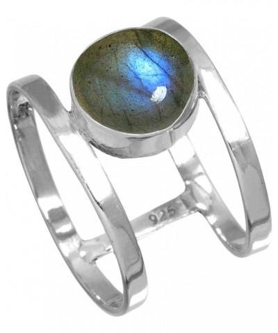 925 Sterling Silver Statement Ring for Women 10 MM Round Gemstone Handmade Jewelry for Gift (99140_R) Labradorite $14.80 Rings