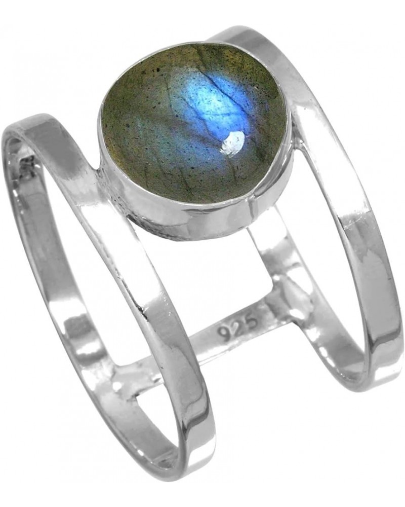 925 Sterling Silver Statement Ring for Women 10 MM Round Gemstone Handmade Jewelry for Gift (99140_R) Labradorite $14.80 Rings