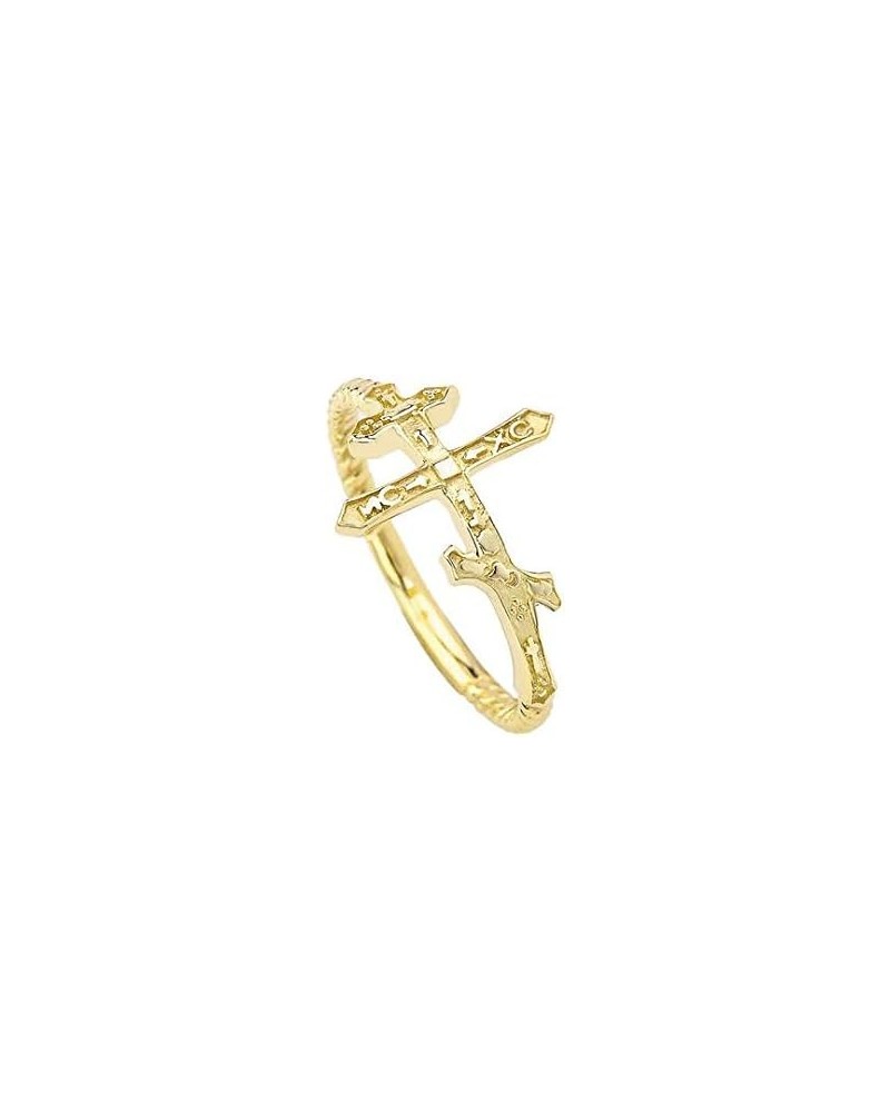 Dainty 10k Gold Sideways Orthodox Cross Rope Ring Yellow Gold $45.77 Rings