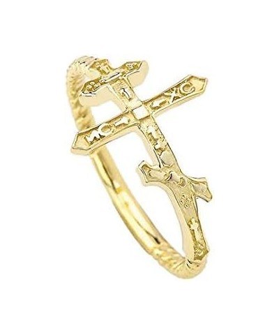 Dainty 10k Gold Sideways Orthodox Cross Rope Ring Yellow Gold $45.77 Rings