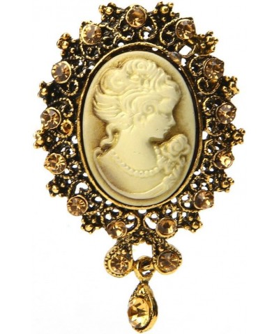 Vintage Cameo Victorian Crystal Wedding Party Women Pendant Brooch Pin Jewelry (Gold) $7.07 Brooches & Pins