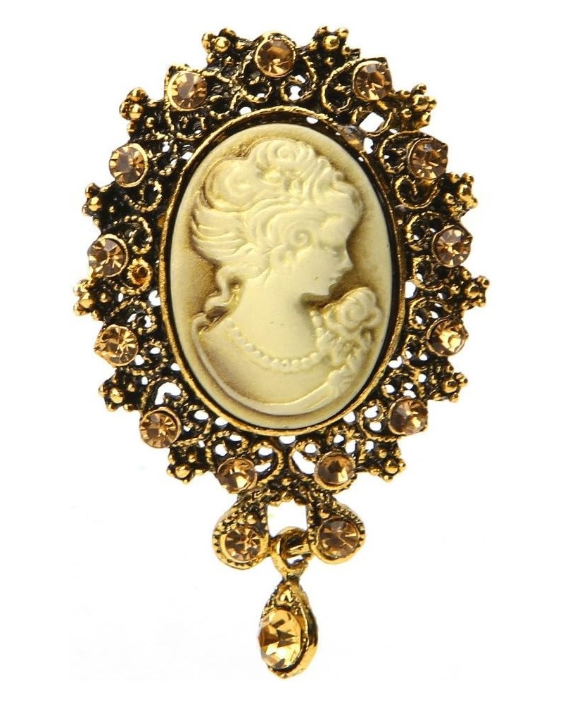 Vintage Cameo Victorian Crystal Wedding Party Women Pendant Brooch Pin Jewelry (Gold) $7.07 Brooches & Pins