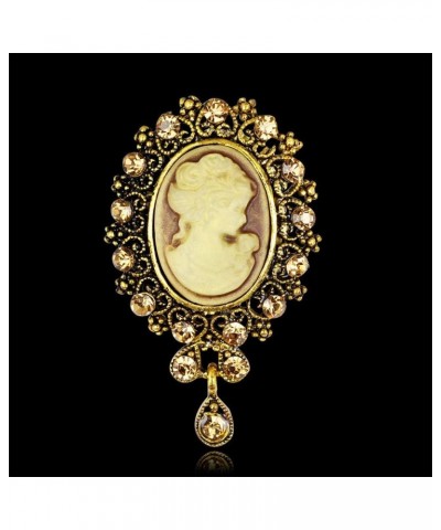 Vintage Cameo Victorian Crystal Wedding Party Women Pendant Brooch Pin Jewelry (Gold) $7.07 Brooches & Pins