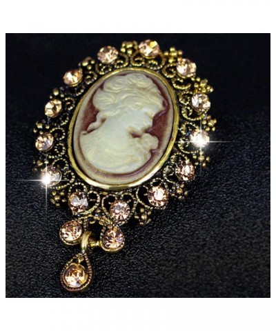 Vintage Cameo Victorian Crystal Wedding Party Women Pendant Brooch Pin Jewelry (Gold) $7.07 Brooches & Pins