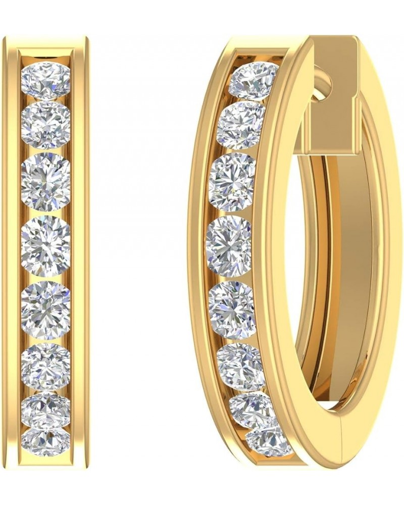 14K Gold Hoop Huggies Channel Set Diamond Earrings (SI1-SI2 Clarity, 1/2 carat) Yellow Gold $294.75 Earrings