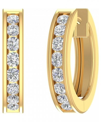 14K Gold Hoop Huggies Channel Set Diamond Earrings (SI1-SI2 Clarity, 1/2 carat) Yellow Gold $294.75 Earrings