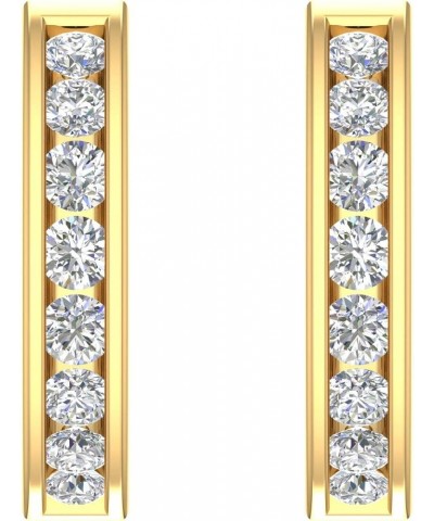 14K Gold Hoop Huggies Channel Set Diamond Earrings (SI1-SI2 Clarity, 1/2 carat) Yellow Gold $294.75 Earrings