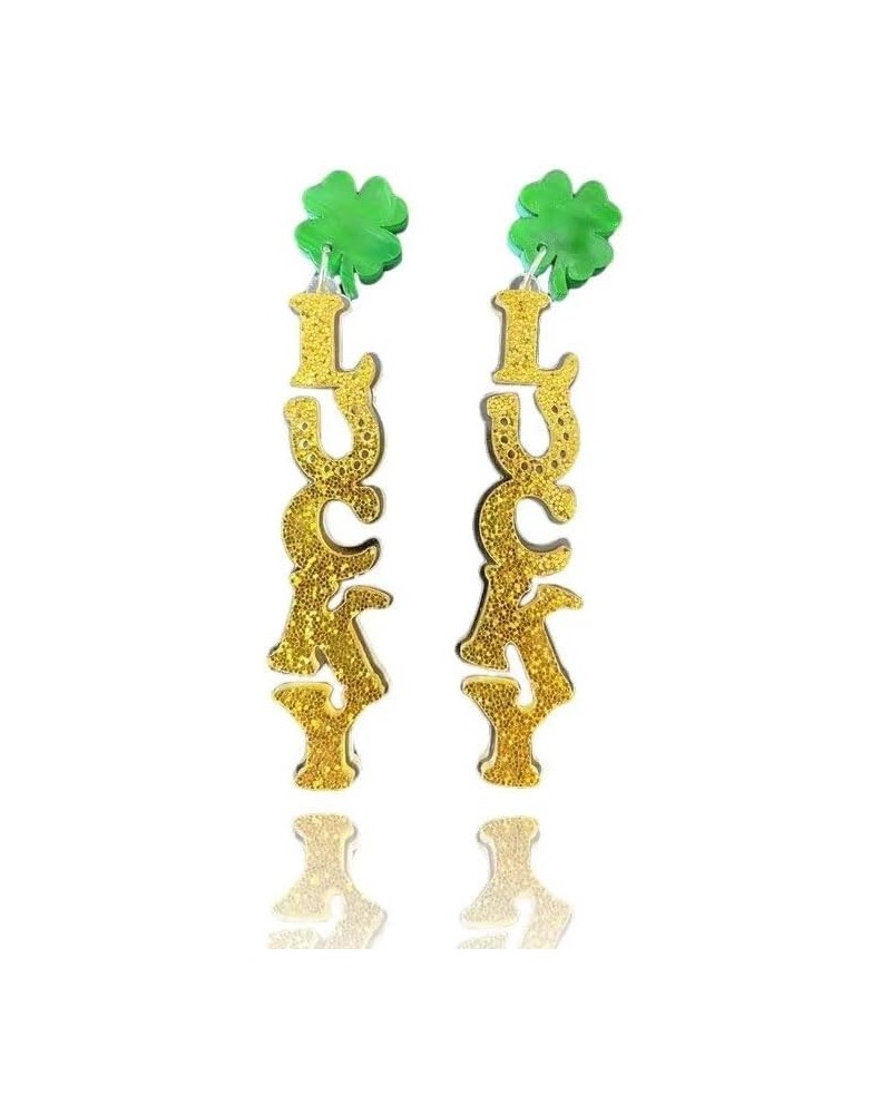 Irish Festival Earrings St. Patrick's Earrings Acrylic Green Lucky Grass Earrings Letters Lucky Earrings Glasses Earrings St....