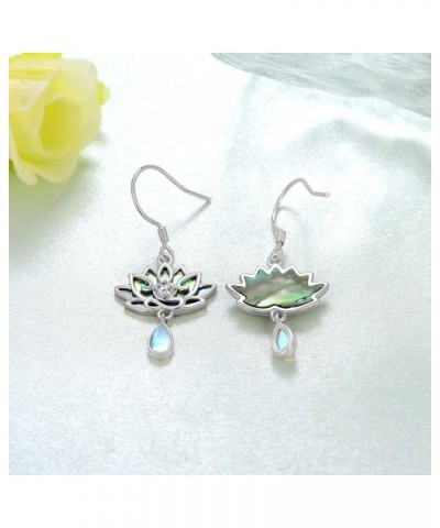 Lotus Earrings for Women 925 Sterling Silver Lotus Flower Earrings Yoga Spiritual Lotus Jewelry Gifts for Women Grils Abalone...