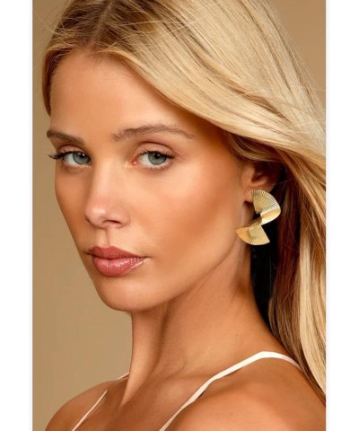 Women Statement Gold Dangle Earrings Alloy Big Long Simple Hypoallergenic Fashion Earrings for Women D-twisted $10.61 Earrings