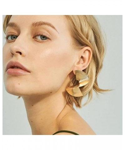 Women Statement Gold Dangle Earrings Alloy Big Long Simple Hypoallergenic Fashion Earrings for Women D-twisted $10.61 Earrings