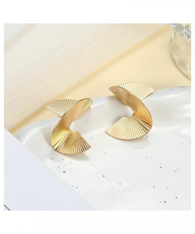 Women Statement Gold Dangle Earrings Alloy Big Long Simple Hypoallergenic Fashion Earrings for Women D-twisted $10.61 Earrings