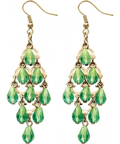 PalmBeach Goldtone Pear Cut Simulated Birthstone Chandelier Earrings (73x16mm) 08-August-Simulated Peridot $9.09 Earrings