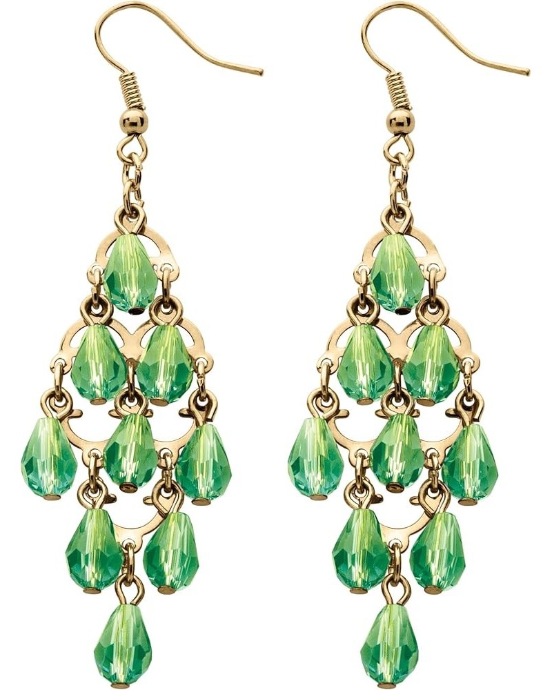 PalmBeach Goldtone Pear Cut Simulated Birthstone Chandelier Earrings (73x16mm) 08-August-Simulated Peridot $9.09 Earrings