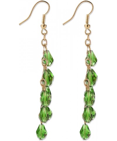 PalmBeach Goldtone Pear Cut Simulated Birthstone Chandelier Earrings (73x16mm) 08-August-Simulated Peridot $9.09 Earrings