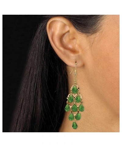 PalmBeach Goldtone Pear Cut Simulated Birthstone Chandelier Earrings (73x16mm) 08-August-Simulated Peridot $9.09 Earrings