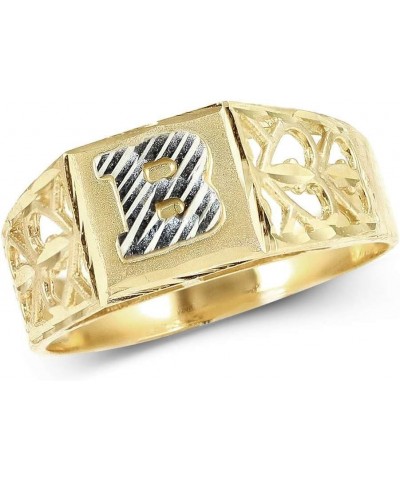 10K Yellow Gold Diamond Cut Ladies Block Letter Alphabet Initial Ring Letter B $94.01 Others