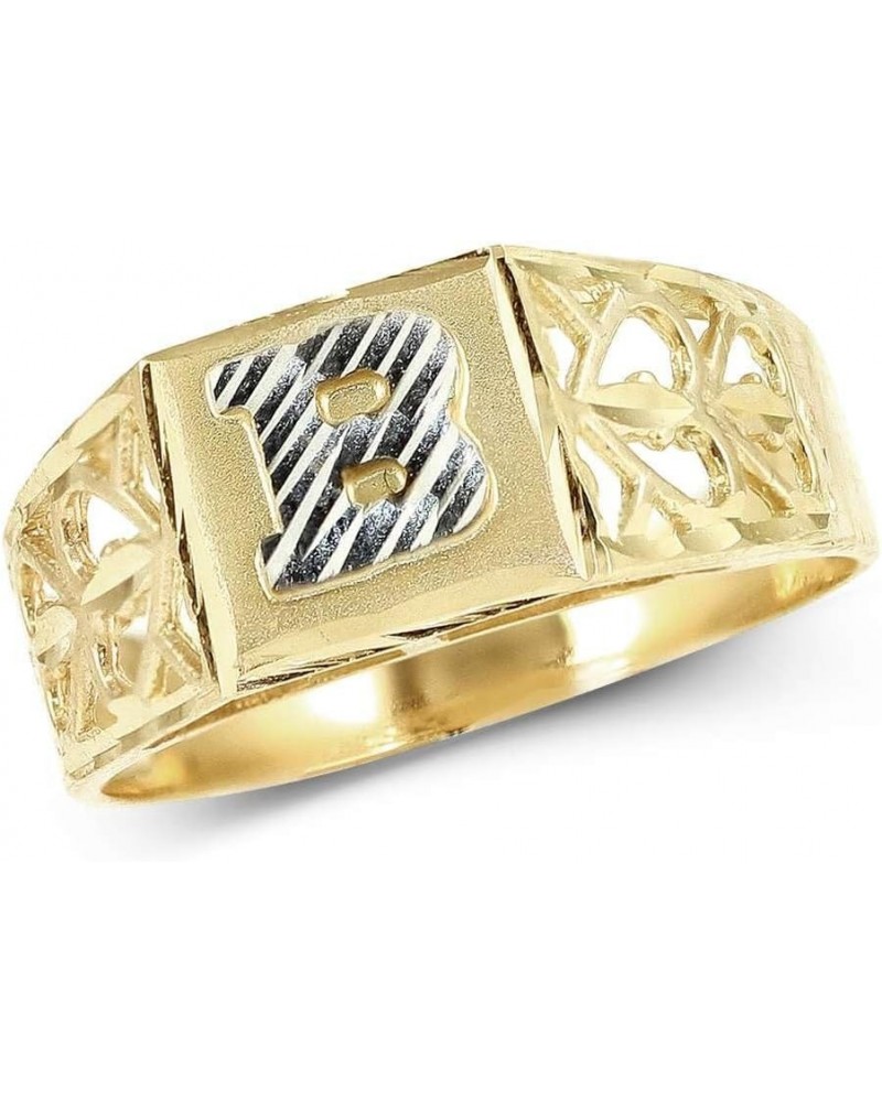 10K Yellow Gold Diamond Cut Ladies Block Letter Alphabet Initial Ring Letter B $94.01 Others