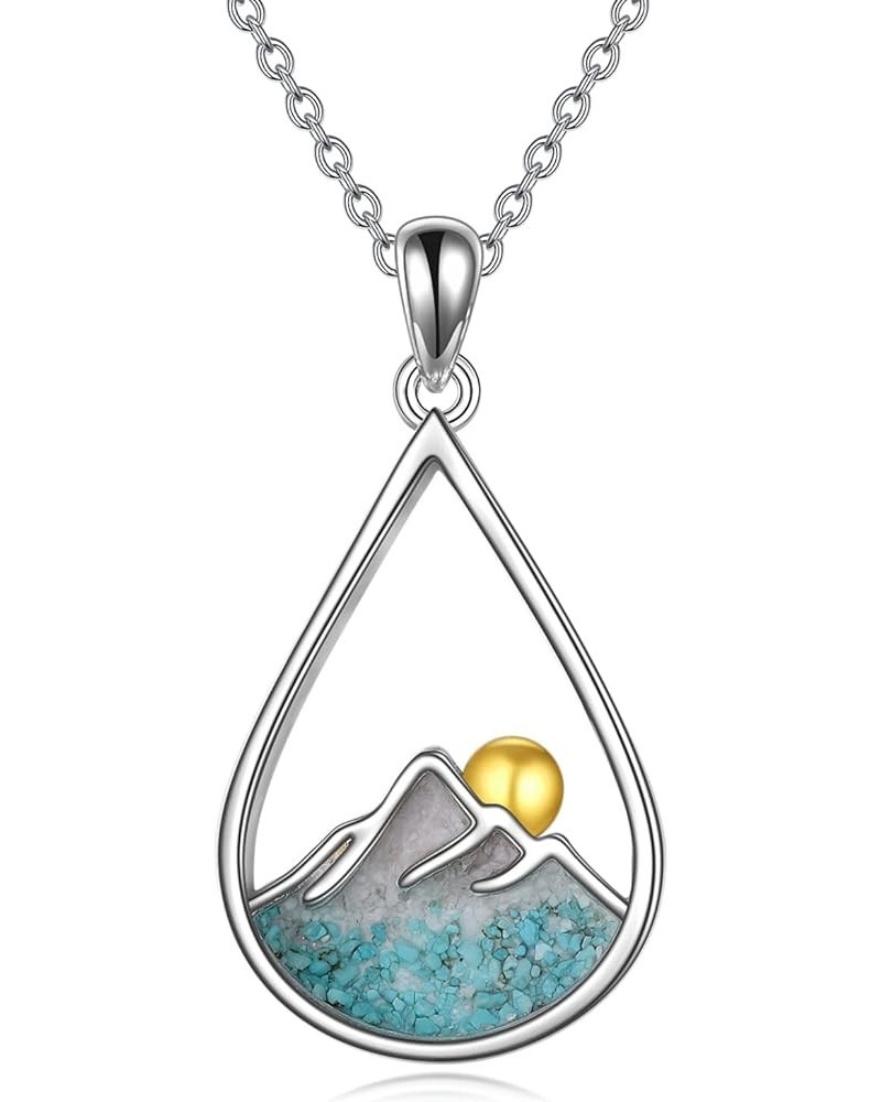 Mountain Necklace Sterling Silver Mountain Faith Pendant Religious Jewelry Gifts for Women Men Mountain Turquoise $22.56 Neck...