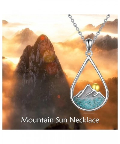 Mountain Necklace Sterling Silver Mountain Faith Pendant Religious Jewelry Gifts for Women Men Mountain Turquoise $22.56 Neck...