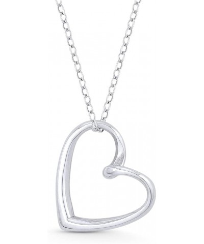 Sideways Open Heart Love Charm 18x18mm (0.7x0.7in) Pendant in .925 Sterling Silver 16-inch Chain Necklace $10.80 Others