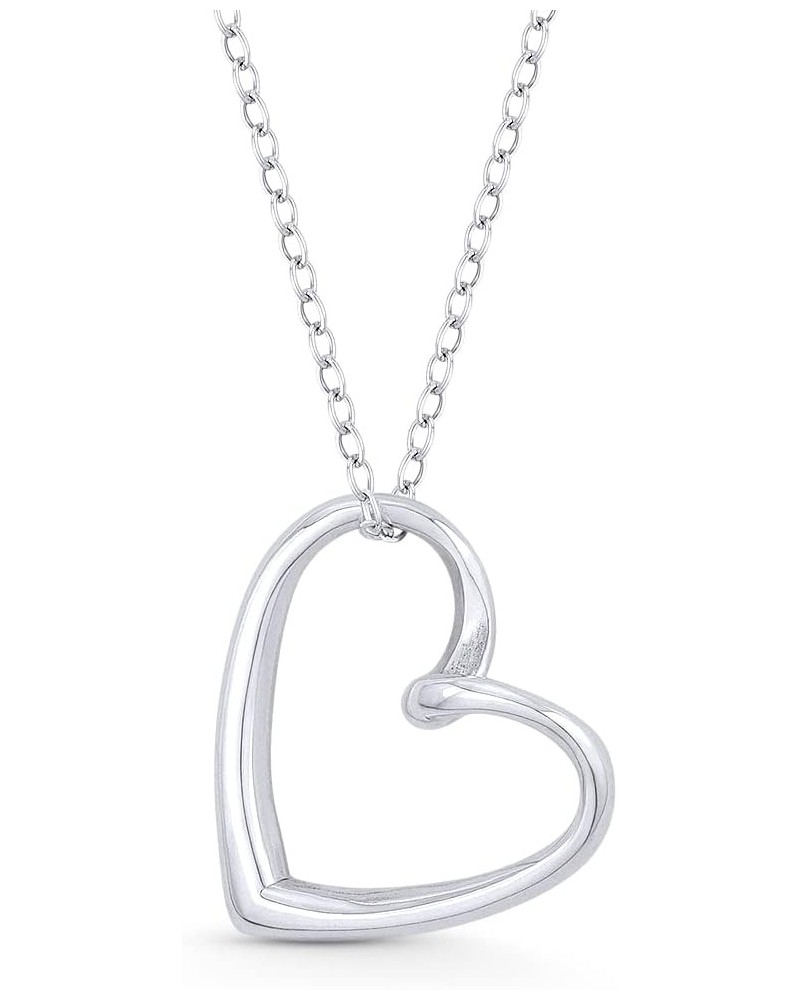 Sideways Open Heart Love Charm 18x18mm (0.7x0.7in) Pendant in .925 Sterling Silver 16-inch Chain Necklace $10.80 Others