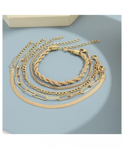 Gold Bracelets Sets Cute Beaded Bracelets Cuban Link Paperclip Chain Bracelet Jewelry 5pcs for Women and Teen Girls $8.84 Bra...