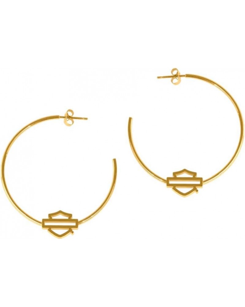 Harley-Davidson Women's Small Bar & Shield Logo Hoop Earrings - Stainless Steel Gold $32.42 Earrings