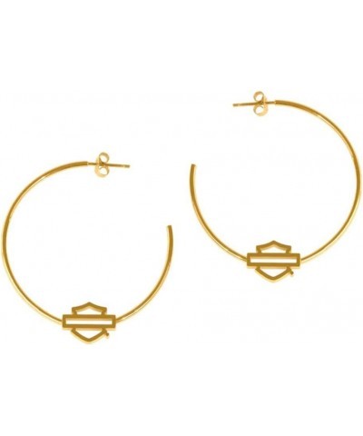 Harley-Davidson Women's Small Bar & Shield Logo Hoop Earrings - Stainless Steel Gold $32.42 Earrings