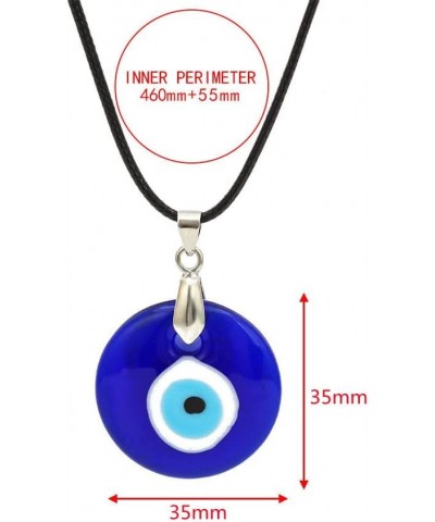 Turkish Blue Evil Eye Pendant Necklace Leather Rope Chain Cord Glass Evil Eye Protection Lucky Jewelry for Women Men round 1p...