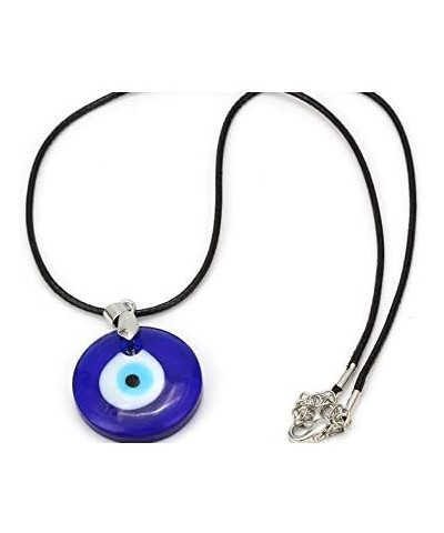 Turkish Blue Evil Eye Pendant Necklace Leather Rope Chain Cord Glass Evil Eye Protection Lucky Jewelry for Women Men round 1p...