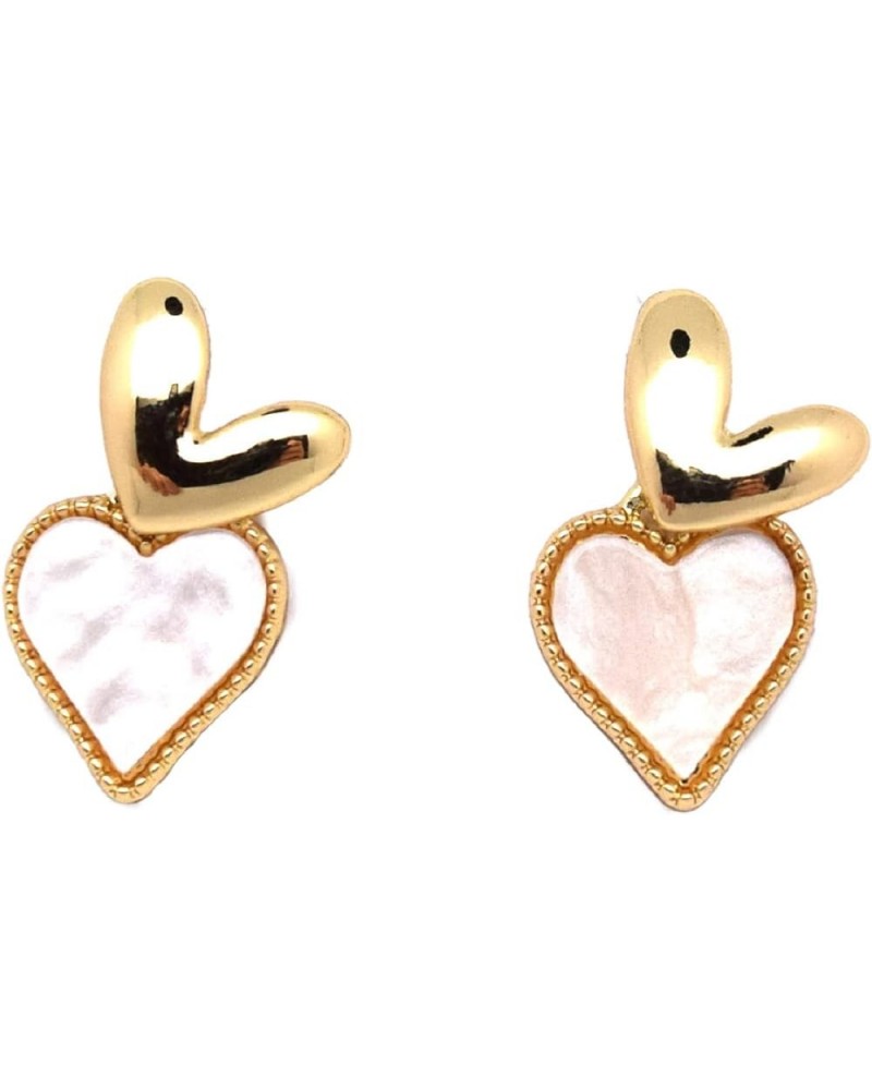 Women's 18k Gold Plated 925 Sterling Silver Post Heart Shaped Earrings Hypoallergenic Shell Heart $13.43 Earrings