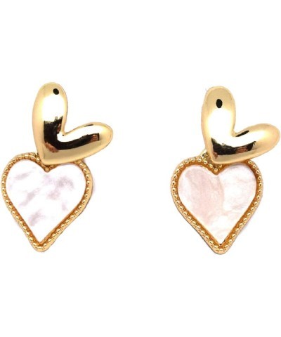 Women's 18k Gold Plated 925 Sterling Silver Post Heart Shaped Earrings Hypoallergenic Shell Heart $13.43 Earrings