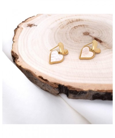 Women's 18k Gold Plated 925 Sterling Silver Post Heart Shaped Earrings Hypoallergenic Shell Heart $13.43 Earrings