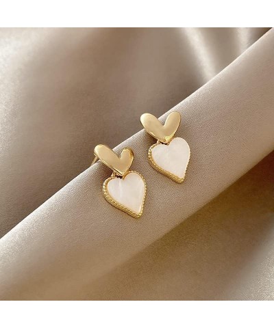 Women's 18k Gold Plated 925 Sterling Silver Post Heart Shaped Earrings Hypoallergenic Shell Heart $13.43 Earrings