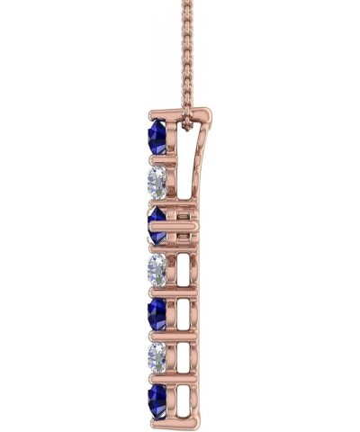 2 Carat Blue Sapphire & White Diamond Cross Pendant Necklace in 14K Gold (Silver Chain Included) Rose Gold $205.70 Necklaces