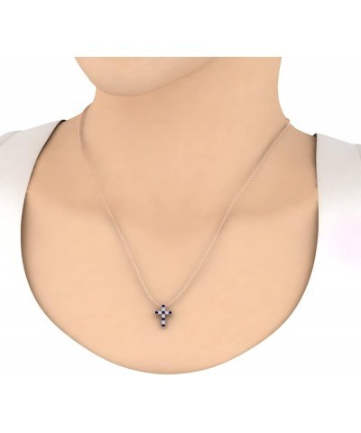 2 Carat Blue Sapphire & White Diamond Cross Pendant Necklace in 14K Gold (Silver Chain Included) Rose Gold $205.70 Necklaces