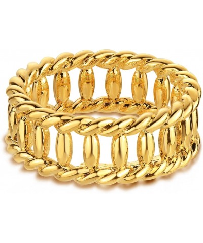 Gold Bead Ring for Women Twisted 14K Gold Plated Minimalist Stack 8MM Wide Finger Jewelry Size 6-8 $10.06 Rings