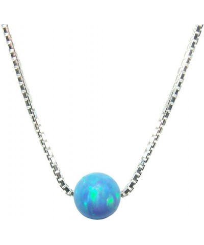 Opal Ball Sterling Silver Necklace, Opal Bead Choker Necklace 14'' + 2'' Light Blue $14.23 Necklaces