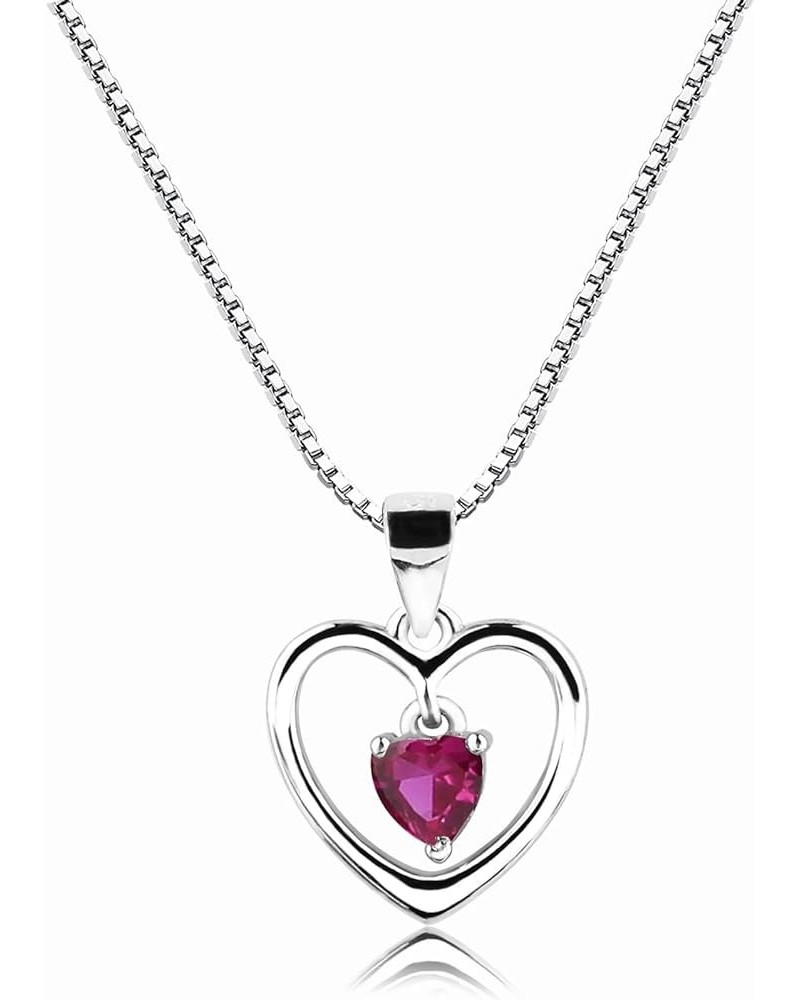 Girl's Sterling Silver Dancing Heart Simulated Birthstone Necklace 07-July 16-18 $19.03 Necklaces