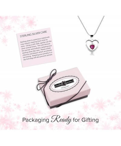 Girl's Sterling Silver Dancing Heart Simulated Birthstone Necklace 07-July 16-18 $19.03 Necklaces