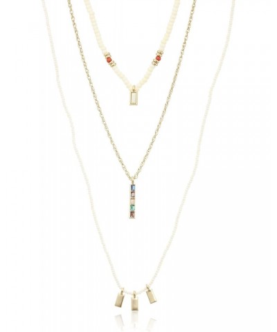 Beaded Strand Layer Necklace, Gold, One Size $23.36 Necklaces