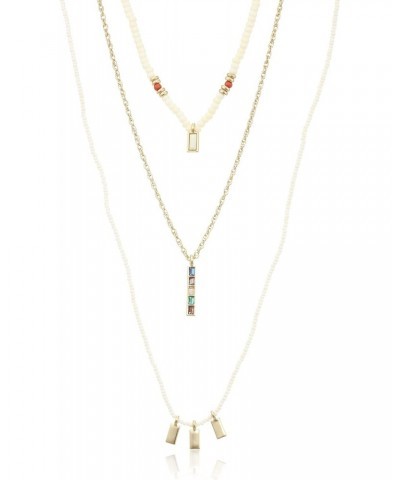 Beaded Strand Layer Necklace, Gold, One Size $23.36 Necklaces