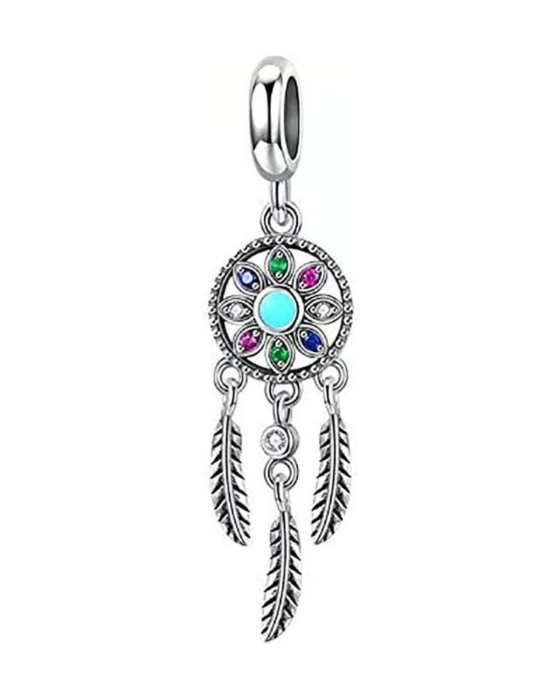 Dream Catcher Dangle 925 Sterling Silver Charm Feather Beads for Fashion Charms Bracelet & Necklace Colour DreamCatcher $11.9...