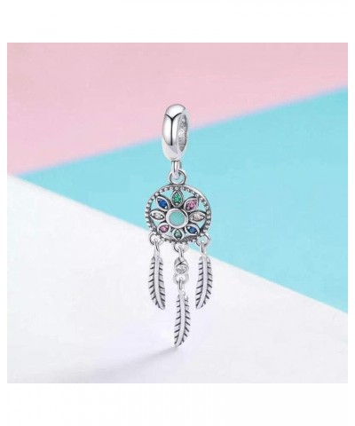 Dream Catcher Dangle 925 Sterling Silver Charm Feather Beads for Fashion Charms Bracelet & Necklace Colour DreamCatcher $11.9...