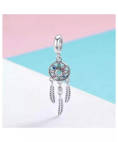 Dream Catcher Dangle 925 Sterling Silver Charm Feather Beads for Fashion Charms Bracelet & Necklace Colour DreamCatcher $11.9...